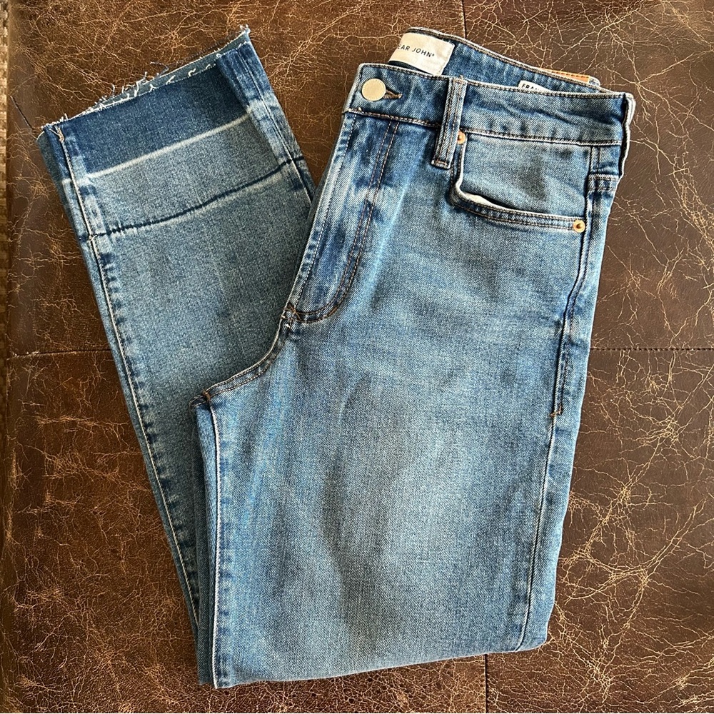 Dear John Frankie Straight Leg Tonal Raw Hem Jean